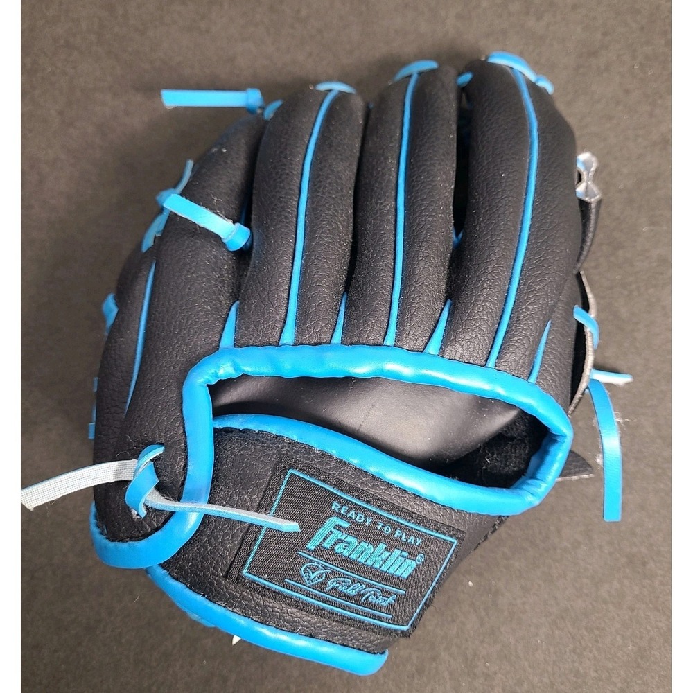 Franklin Sports Inferno Youth Baseball Glove Black/Blue Ready to Play EUC